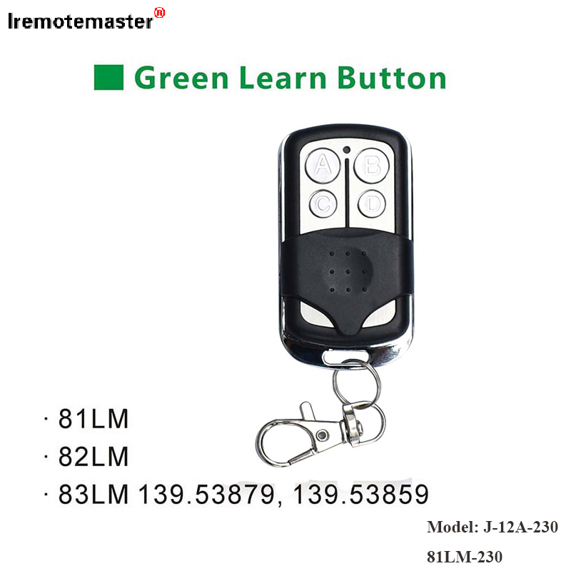 Per 81LM 82LM 83LM Pulsante d'apprendimentu verde 390MHz Trasmettitore remoto di porta di porta